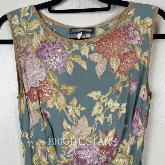 Super Rare Floral Maxi Dress ALT ASO Phoebe Buffay Friends Green Sleeveless VTG - Picture 6 of 10